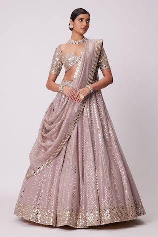 Vvani by vani vats Linear Mirror Embroidered Lehenga Blouse Set 