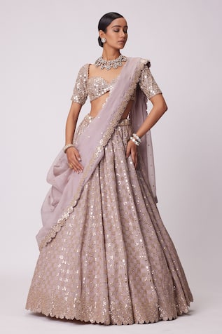 Vvani By Vani Vats Flower Jaal Embroidered Lehenga Set 