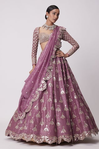 Vvani by Vani Vats Mirror Butti Work Bridal Lehenga Set 