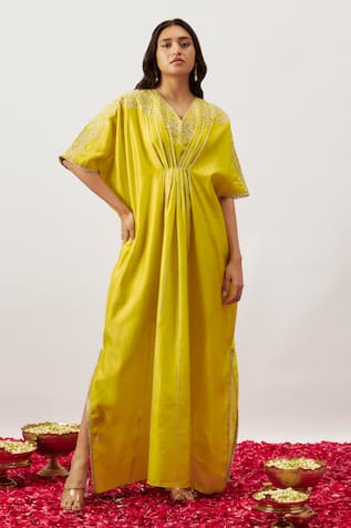 The Aarya Mahsa Lily Zari Dori Work Pleated Kaftan 