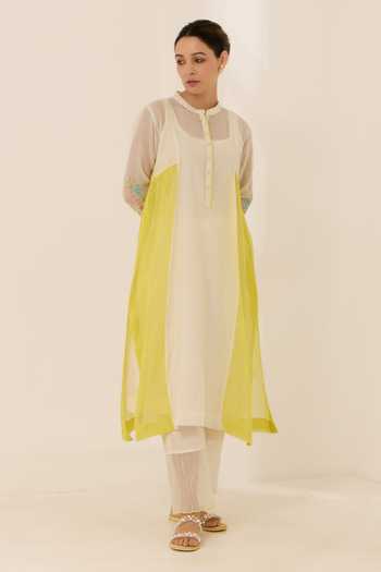 Label Mansi Nagdev Dove Panelled Kurta & Pant Set 