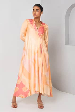 Vedika M Printed Overlap Panel Dress 
