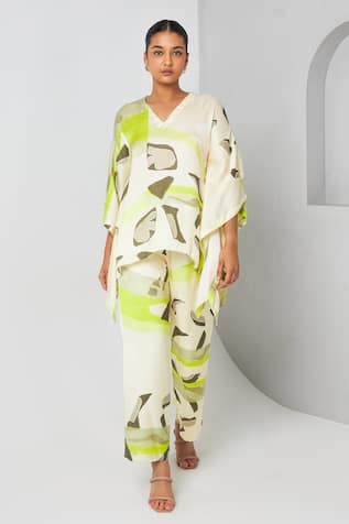 Vedika M Abstract Print Kaftan With Pant 