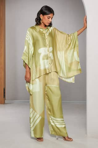 Vedika M Abstract Pattern Kaftan & Pant Set 