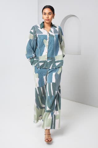 Vedika M Abstract Print Shirt & Pant Set 