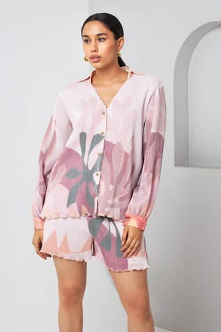 Vedika M Floral Abstract Print Shirt & Shorts Set 