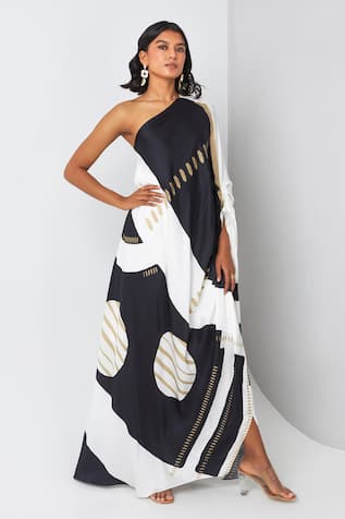 Vedika M Printed Asymmetric Maxi Dress 