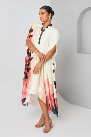 Vedika M Abstract Print Asymmetric Midi Dress 