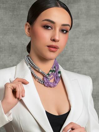 Joules by Radhika Beaut Colorblock Embellished Necklace 