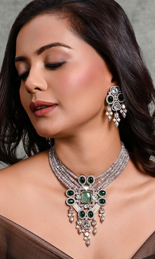 Joules By Radhika Stone Embellished Necklace Set 