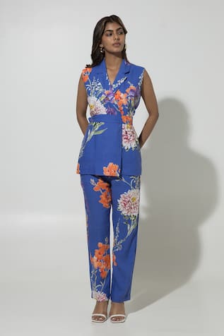 Sobariko Iris Floral Print Jacket & Pant Set 