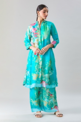 Adara Khan Blossom Print Kurta With Pant