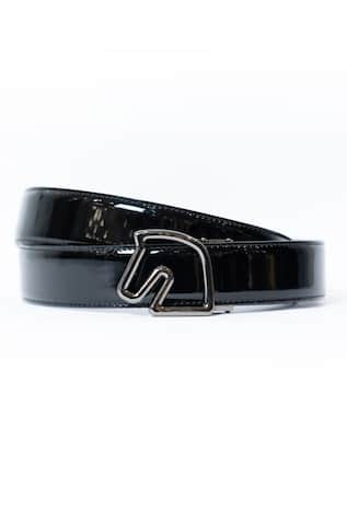 Glossy Patent Leather Horse Buckled Belt 
