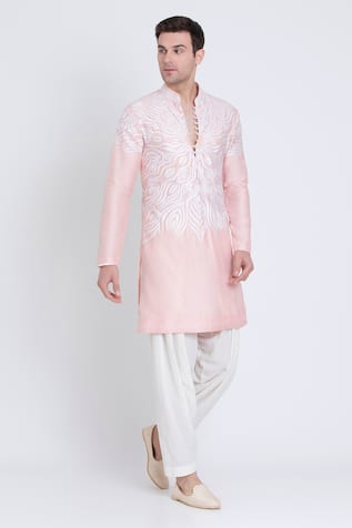 Arun verma Resham Embroidered Kurta With Draped Pant 