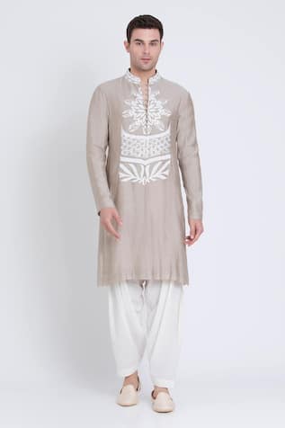 Arun Verma Patch Embroidered Straight Kurta With Dhoti Pant 