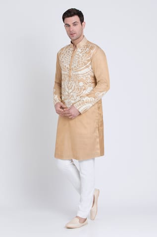 Arun Verma Floral Aari Embroidered Straight Kurta With Pant 