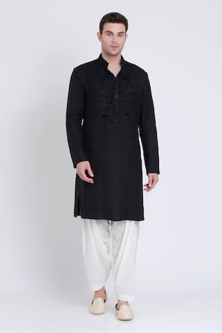 Arun Verma Resham Embroidered Neck Kurta With Pant 