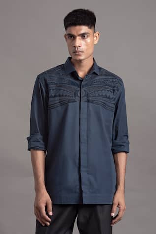 Arun Verma Geometric Applique Embellished Shirt 