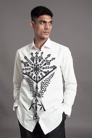 Arun Verma Contrast Applique Embellished Shirt 