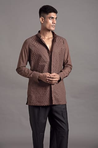 Arun verma Thread Embroidered Cotton Shirt 