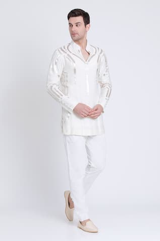 Arun verma Applique Embroidered Short Kurta & Pant Set 