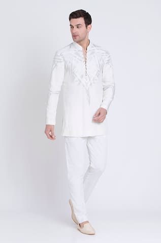 Arun verma Linen Floral Applique Embroidered Kurta Set 