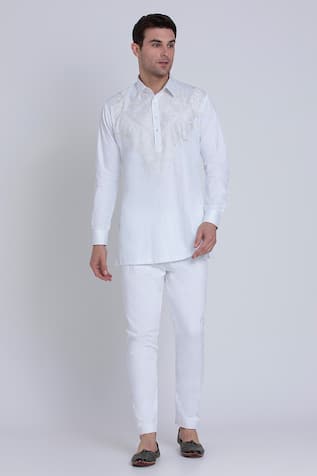 Arun verma Geometric Yoke Embroidered Shirt 