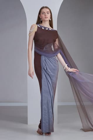 NAINA SETH Draped Textured Gown 