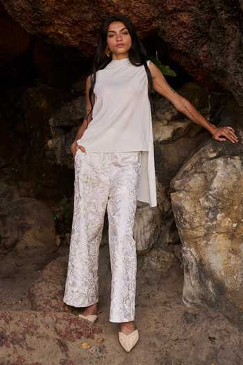 Dash And Dot Gara Stitchline Embroidered Wide Legged Pant 