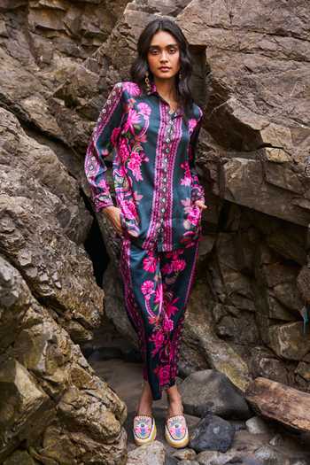 Dash And Dot Floral Print Shirt & Pant Set 