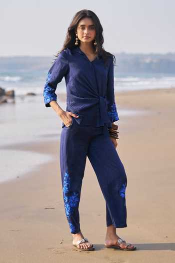 Dash And Dot Embroidered Sleeve Shirt & Pant Set 