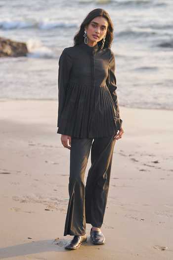 Dash And Dot Pleated Peplum Top & Pant Set 