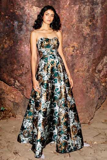 Dash And Dot Brocade Fit & Flare Gown 