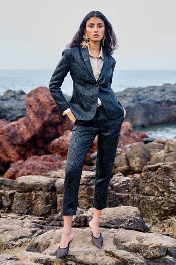 Dash And Dot Jacquard Blazer & Pant Set 