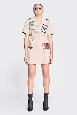 Shahin Mannan Butterfly Stamp Embroidered Summer Coat Dress 