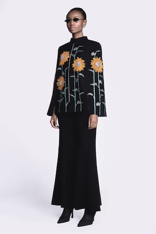 Shahin Mannan Sunflower Hand Embroidered Cape With Pant 