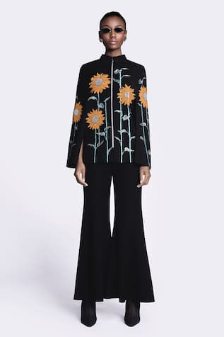 Shahin Mannan Sunflower Hand Embroidered Cape 