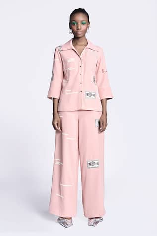 Shahin Mannan Fish Embroidered Shirt & Pant Set 