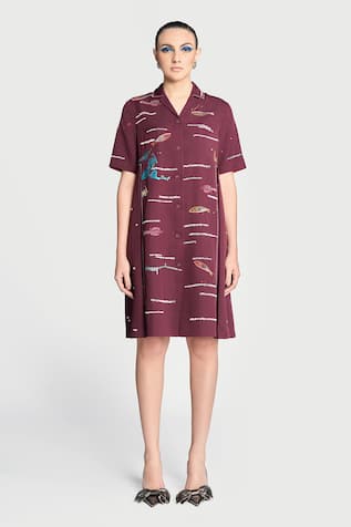 Shahin Mannan Fish & Prawn Panelled Dress 