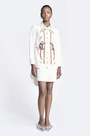 Shahin Mannan Monkey On A Tree Asymmetric Shirt Dress 