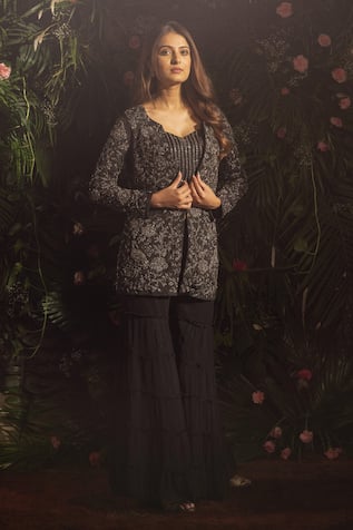 Samatvam by Anjali Bhaskar Cara Embroidered Jacket Sharara Set 