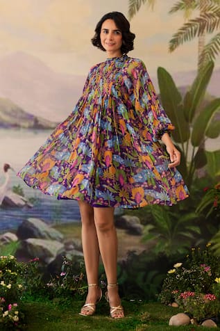 Baise Gaba Niral Floral Print Chiffon Dress 