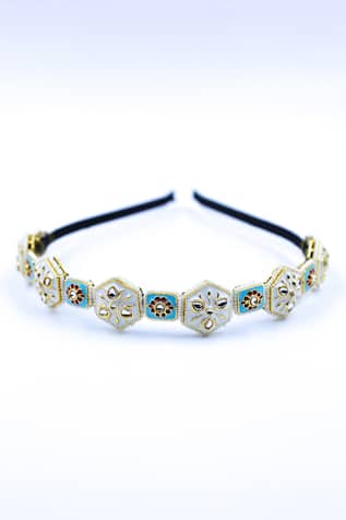 Hexagon Carved Brooch Hairband 