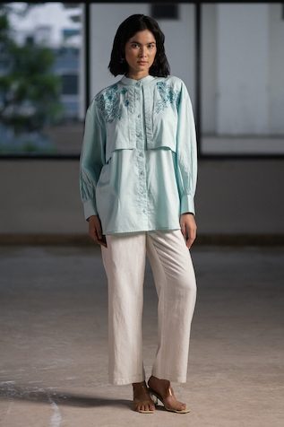 ORIGANI Double Layered Embroidered Shirt