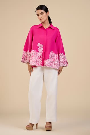 ORIGANI Petal Garden Floral Cutwork Shirt & Pant Set 