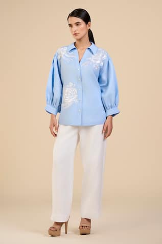 ORIGANI Floral Embroidered Shirt 