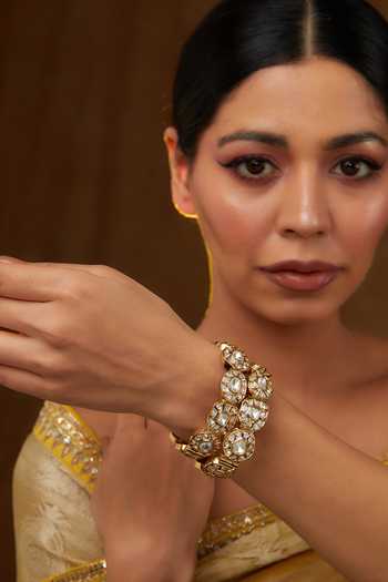 Zevar By Geeta Kundan Embellished Kadas - Set of 2 