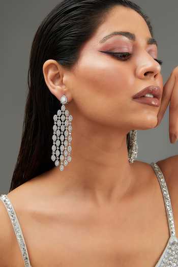 Zevar By Geeta Faux Diamond Embellished Danglers 
