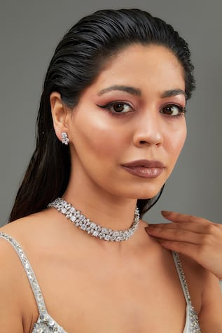 Faux Diamond Studded Necklace Set 