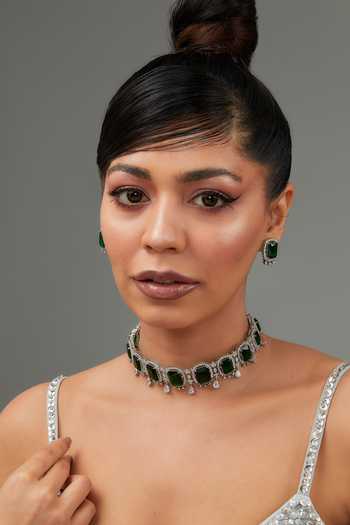 Zevar By Geeta Faux Diamond & Stone Studded Necklace Set 